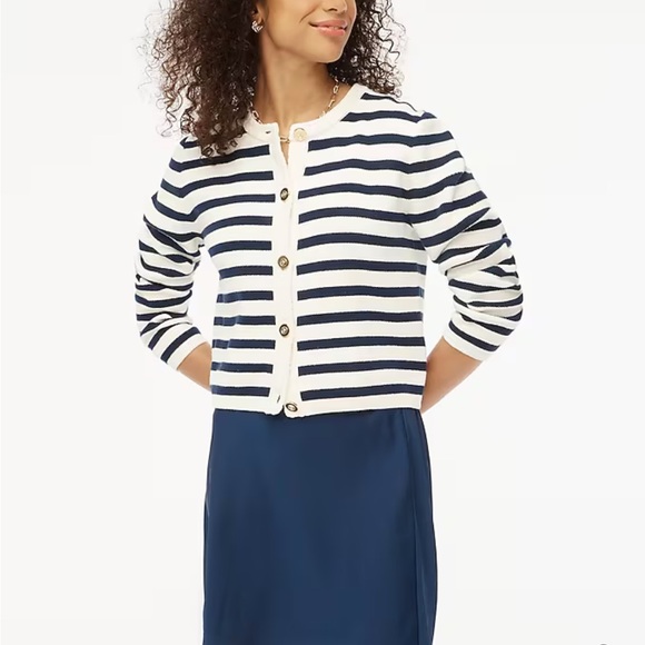 J. Crew Sweaters - J Crew Striped Cotton Lady Jacket Cardigan Size 2X